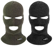 MENS LADIES UNISEX 3 HOLE R40 FLEECE LINED BALACLAVA FACE MASK COVER BLACK ARMY