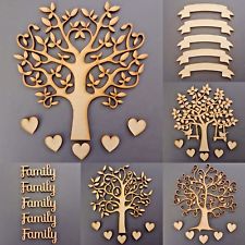 Wooden Family Tree Kit Set Banner 30mm Hearts Word - Craft Blank Shape MDF 
