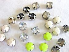 50 Acryl Strass Steine mit Einfassung,ca.6 mm rund,zum Aufnähen,Mittelalter, P12