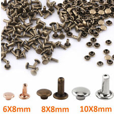 100pcs 6/8/10mm Rivets Double Tête Clou Goujon Doré argent Bronzé Rond Cuir DIY