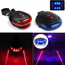 5 LED 2 Laser Lumière Lampe Vélo Bicyclette VTT feu Arrière Eclairage Rouge/Bleu
