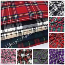 per half metre POLYVISCOSE Tartan dressmaking fabric 150cm wide 190 gsm