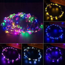 Wedding Xmas Party Women Girls LED Light Up Flower Headband Hair Wreath Garland