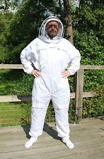 White Beekeepers Bee Suit with Fencing Veil - All Sizes - 260gsm Polycotton