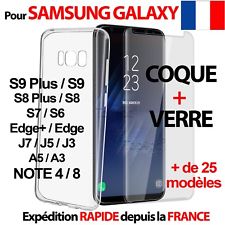 ETUI HOUSSE COQUE + FILM VERRE TREMPÉ PROTECTION ÉCRAN SAMSUNG GALAXY S9 S8 J5