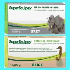 Super Sculpey BEIGE & FIRM GREY 1lb 454g BLOCKS Polymer Modelling Clay Sculpting