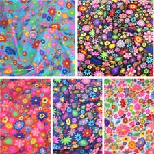 Polycotton Fabric Funky Coloured Floral Flower Heads Material