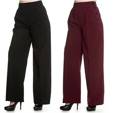 Hell Bunny Hubertine High Waist Retro 40's 50's Vintage Pants Wide Leg Trousers