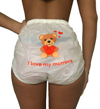 verschweißter PVC Knöpfer Slip süßer Teddy Druck Windelhose Gummihose Adult Baby