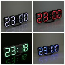 Réglable 3D Moderne Numérique Led Bureau Table Nuit Horloge Murale Alarme 24/12