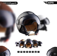 MOTO H44 + JET-HELM + MOTORRAD-HELM ROLLER-HELM RETRO VINTAGE LEDER XS S M L XL