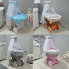Berceau bébé Panier Moise en osier chassis gros roux literie drape 15 couleur