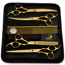 4pcs 7" kit de coupe de cheveux de ciseaux de coiffeur de salon de coiffure