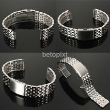 Unisex Stainless Steel Metal Watch Band Silver Bracelet Clasp Belt Strap 18-22mm