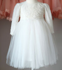 2tlg. Taufkleid + Taufmütze Lang Festkleid Blumenmädchen Tüll 62-86 (BM17-LA)