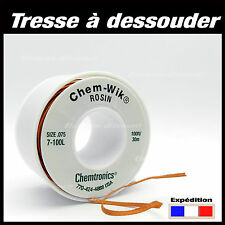  Tresse à dessouder de 50cm à 30m   -  Chem-Wik ROSIN, 0,8mm - 1,5mm -1,9mm