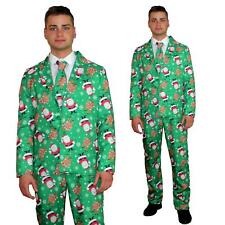 Mens Christmas Suit Santa Reindeer Funny Patterned Fancy Dress Costume 3 Piece