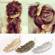 Femmes Gold / Silver Clip Feuille Feather Hair Hairpin Barrette Bobby Pins