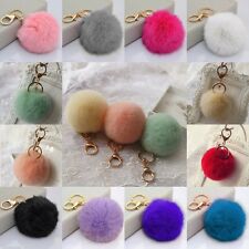 1PC Fourrure de Rex Lapin Pompon Boule Charme Porte-clés Pendentif Sac/Téléphone