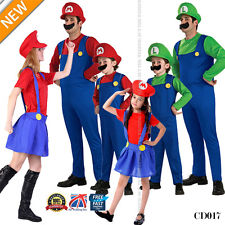 Mens Adult Kids Super Mario and Luigi Bros Fancy Plumber Halloween Costume CD017