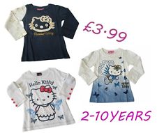 Girls T-Shirt Top Long Sleeve Casual Hello Kitty 2-10 Years COTTON NEW!