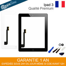 VITRE ECRAN TACTILE COMPLETE TOUT IPAD 3 (A1403 A1416 A1430) NOIR BLANC +ADHESIF