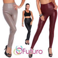 High Waist Leggings Mat Wet Look Latex Faux Imitation Leather Full Length LTPNL