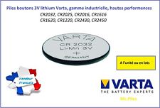 Piles boutons 3V lithium Varta, CR2032/2025/2016/1220/1616/1620/2430/2450