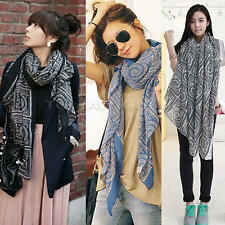 Femme Grand Mousseline Soie Foulard Echarpe Châle Chèche Imprimée Wrap Scarf NF