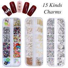 3D Nail Art Ongles Strass Rivets Résine Glitter Cristal Tips Manucure Décoration