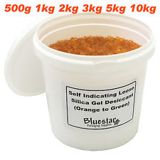 Silica Gel Desiccant Granules Beads Self Indicating Loose In Resealable Tubs