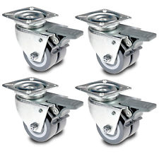 4 X TRANSPORTROLLEN 50mm STRANDKORBROLLEN APPARATEROLLEN DOPPELROLLEN GRAU 100KG