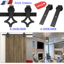 6.6Ft Rail Porte Coulissante Quincaillerie De Grange Kit Roller pour Portes SUN