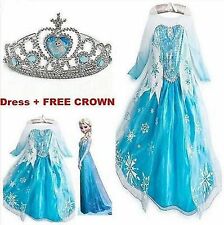 Robe Déguisement. Costume La Reine des Neiges Frozen Elsa Anna Enfant +couronne