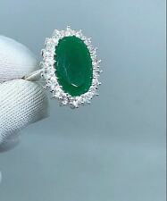 Jolie BAGUE ARGENT 925 EMERAUDE BRILLANTS SOLITAIRE SILVER BIJOUX