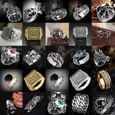 Bague Chevalière Homme Acier Inoxydable Cabochon Cadeau Gothic Punk Ring Anneau