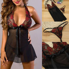 New Women Sexy/Sissy Lace Lingerie Babydoll G-String Thong Underwear Nightwear