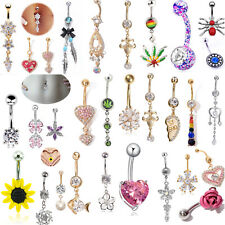 316L Bijoux Acier Chirurgical Corps anneau de nombril Ventre Piercing Strass Lot