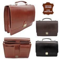 Cartable CUIR Véritable Italien Serviette Porte documents sac Homme
