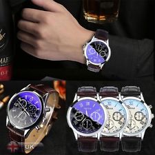 Mode Acier Inoxydable Cuir Montre Pour Homme Date Sport Quartz Analogique