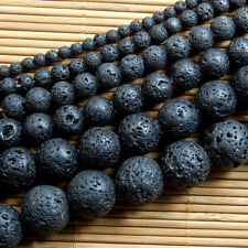 Nature naturelle noir perles de lave pierre gemme ronde 15 " 0G