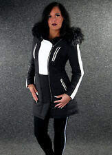 Zazou Winterjacke Steppjacke Schwarz S M L XL Damen Jacke Leder Fell Kapuze WS20