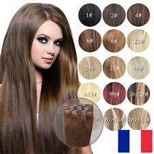 KIT EXTENSION CHEVEUX A CLIPS REMY HAIR 100% NATURELS 46-60CM COULEURS AUX CHOIX