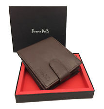 RFID SAFE MENS DESIGNER REAL LEATHER WALLET With LARGE Zip Coin Pocket / Pouch 