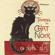 SERVIETTES EN PAPIER CHAT TOURNEE DU CHAT DE R.SALIS. PAPER NAPKINS CAT BLACK