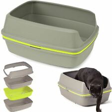 Cat Grey Scoopless Litter Tray Large or Jumbo Sifting Toilet Box High Sided XL