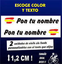  2 x BANDERA DE ESPAÑA CON NOMBRE - PERSONALIZABLES -VINILO-PEGATINA -BICI-BIKE