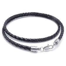 Bijoux Collier Homme - 3mm Cordon - Cuir - Acier Inoxydable - pour Homme - Coule