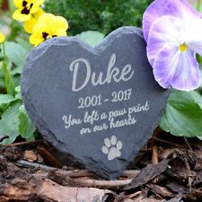 Memorial Plaque For Pet Dog - Personalised Dogs Grave Stone Heart Slate Marker