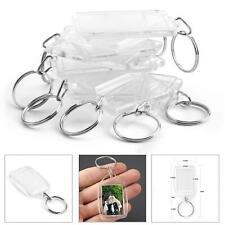 35x25mm Blank Keyring Acrylic Plastic Passport Photo Key Rings Craft Picture UK